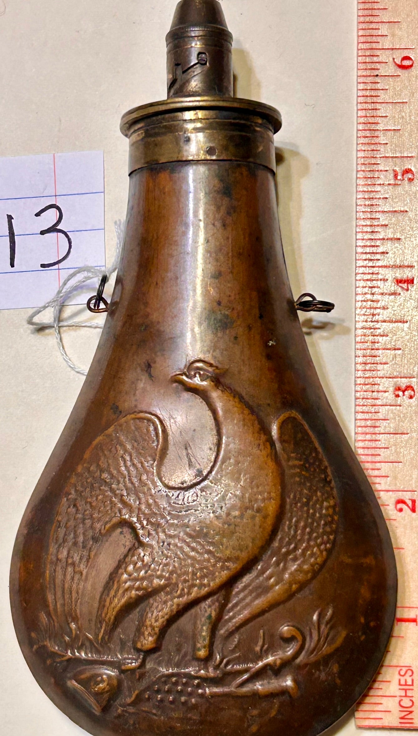 EAGLE DESIGN ANTIQUE POWDER FLASK