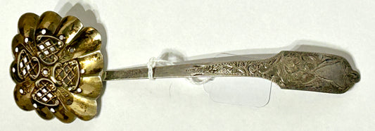 ANTIQUE STERLING FANCY PIERCED SQUARE SPOON BY JOSEPH POOK BIRNIMGHAM