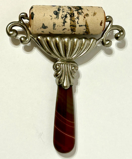 AGATE HANDLED ANTIQUE BLOTTER ROLLER