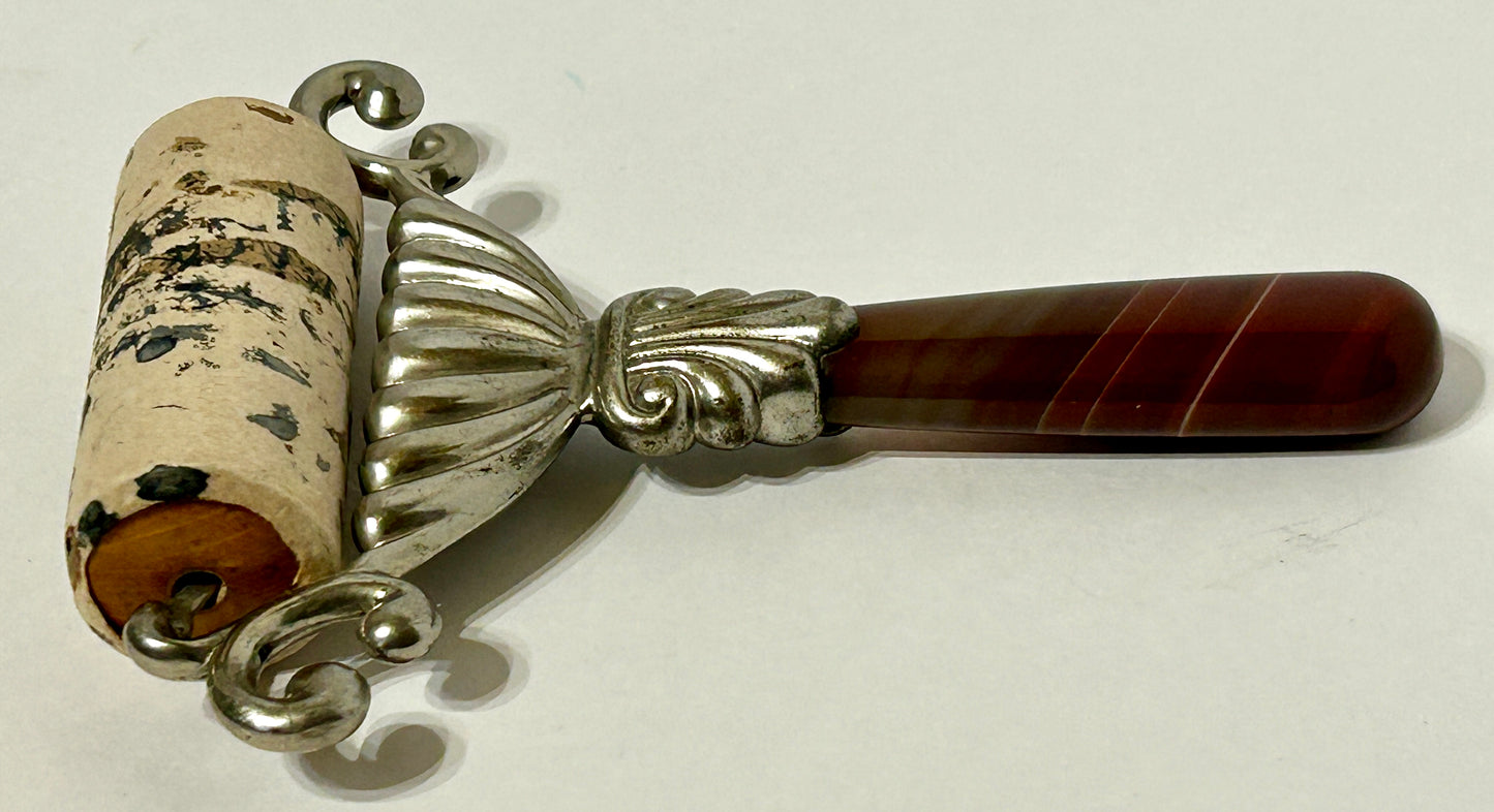 AGATE HANDLED ANTIQUE BLOTTER ROLLER