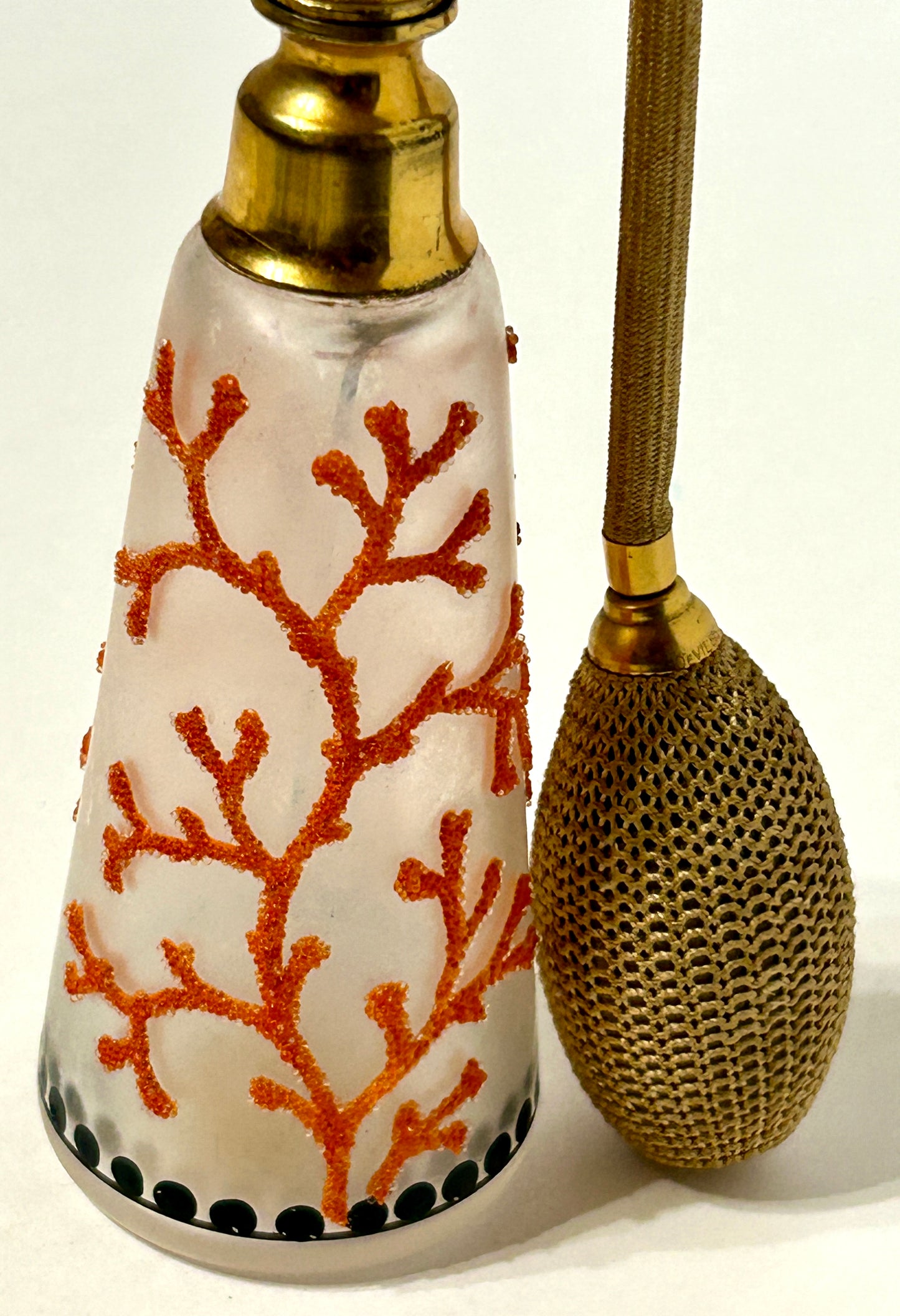 GLASS ATOMIZER CORALENE DESIGN FRENCH ANTIQUE