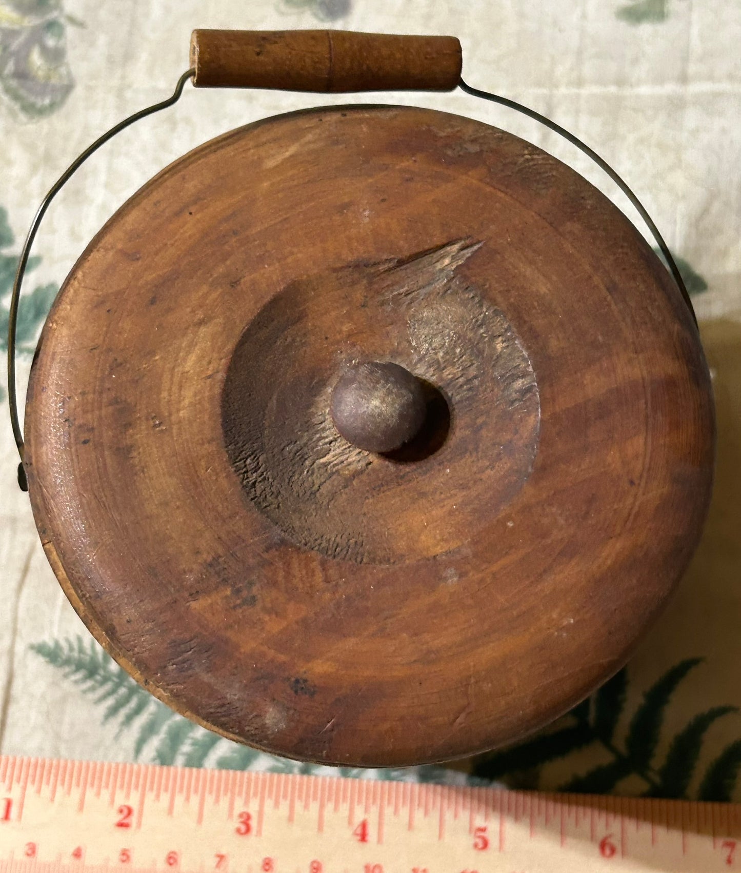 ANTIQUE SMALL WOODEN BUCKET WITH ORIGINAL LABEL