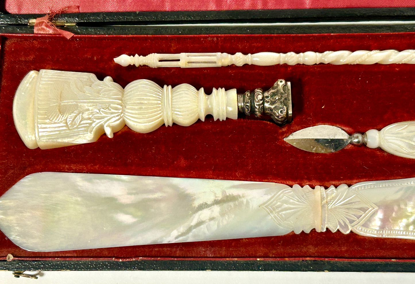 ANTIQUE MOTHER OF PEARL DESK SET