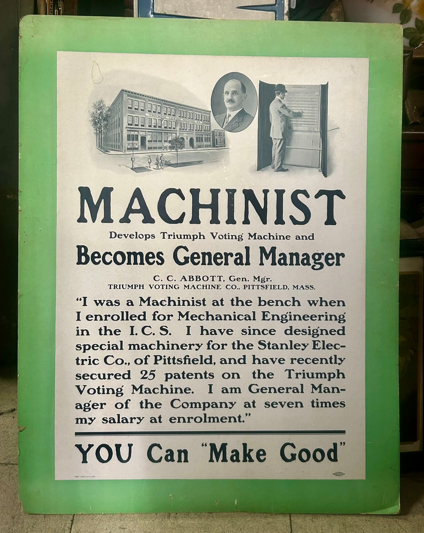 ANTIQUE ADVERTISING MACHINIST SIGN