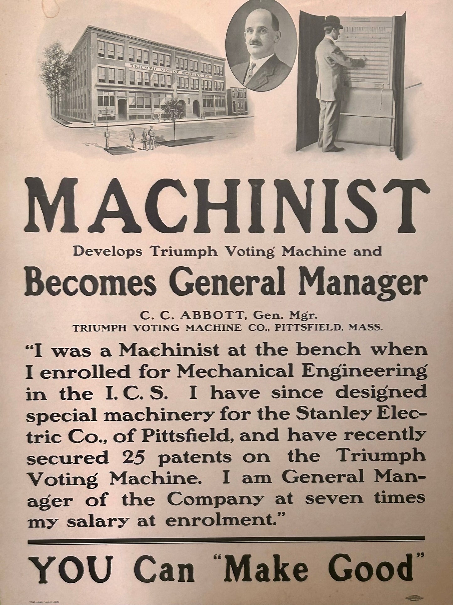 ANTIQUE ADVERTISING MACHINIST SIGN