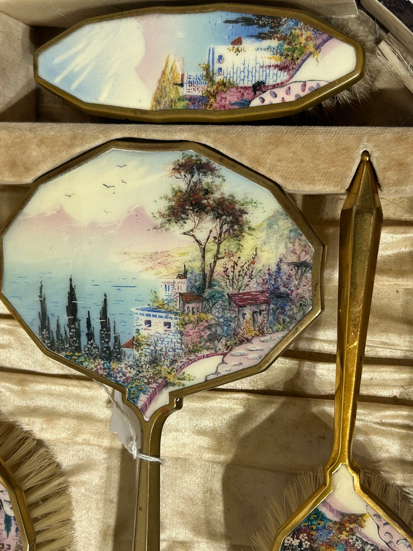 DRESSER SET HAND PAINTED ANTIQUE