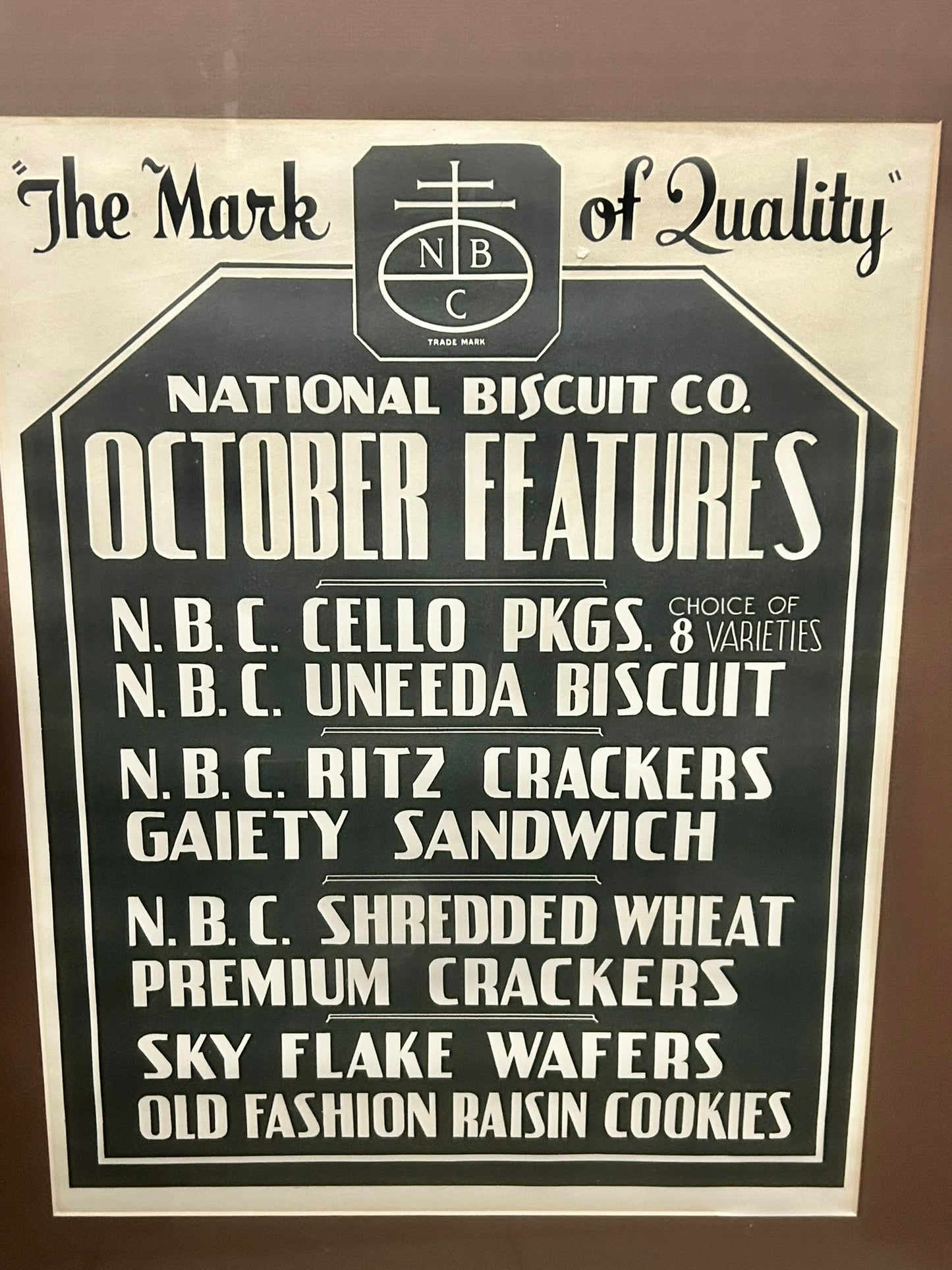 NATIONAL BISCUIT ANTIQUE PAPER ADVERTISING SIGN
