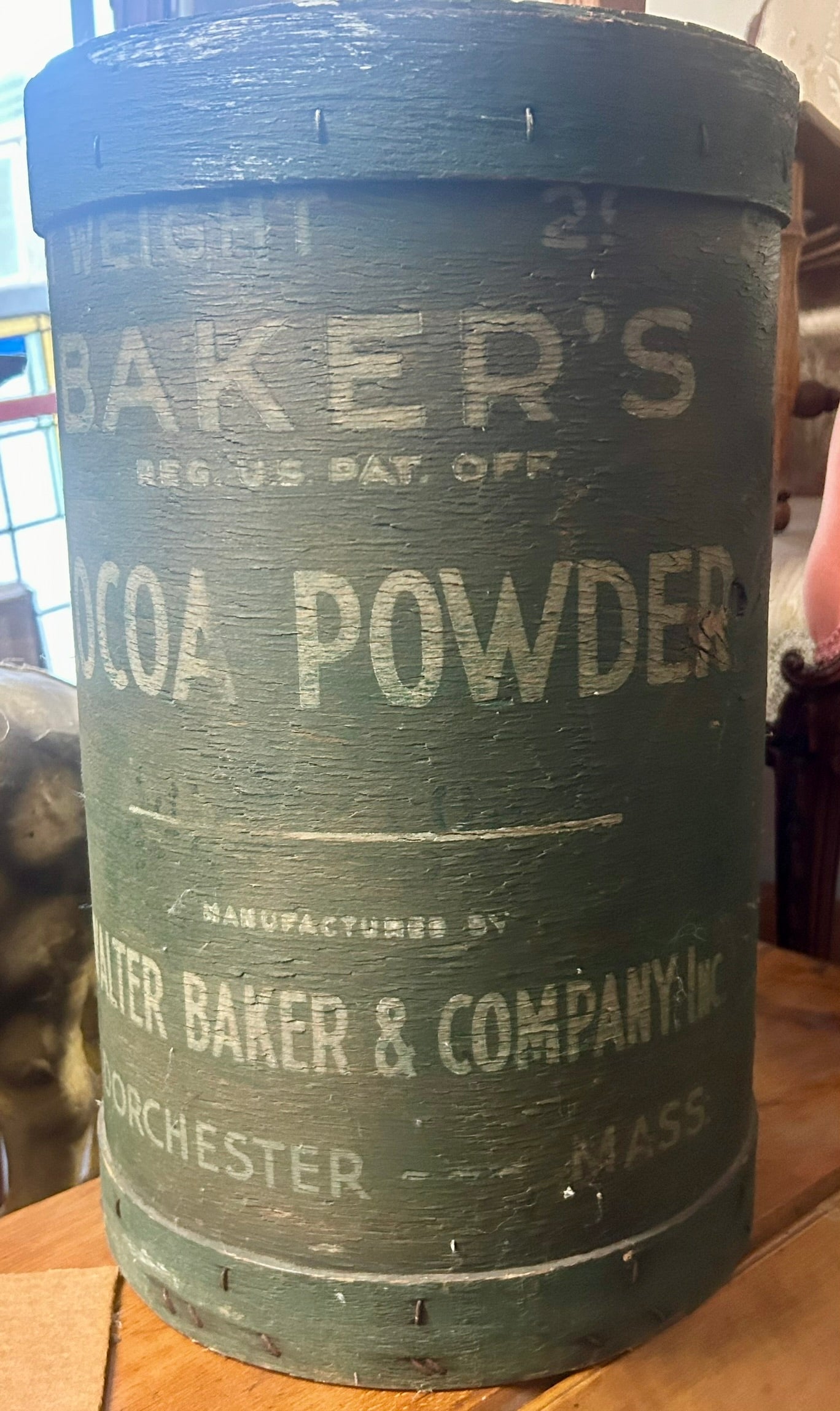 BAKERS COCOA ADVERTISING ANTIQUE WOODEN CONTAINER