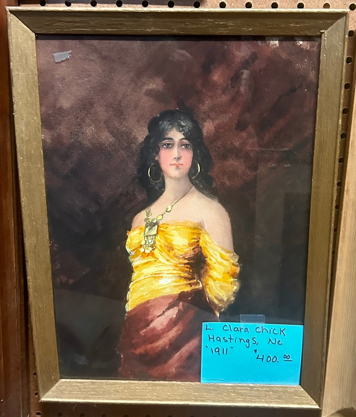 NEBRASKA ARTIST CLARA CHICK OF HASTINGS PORTRAIT OF WOMAN 1911