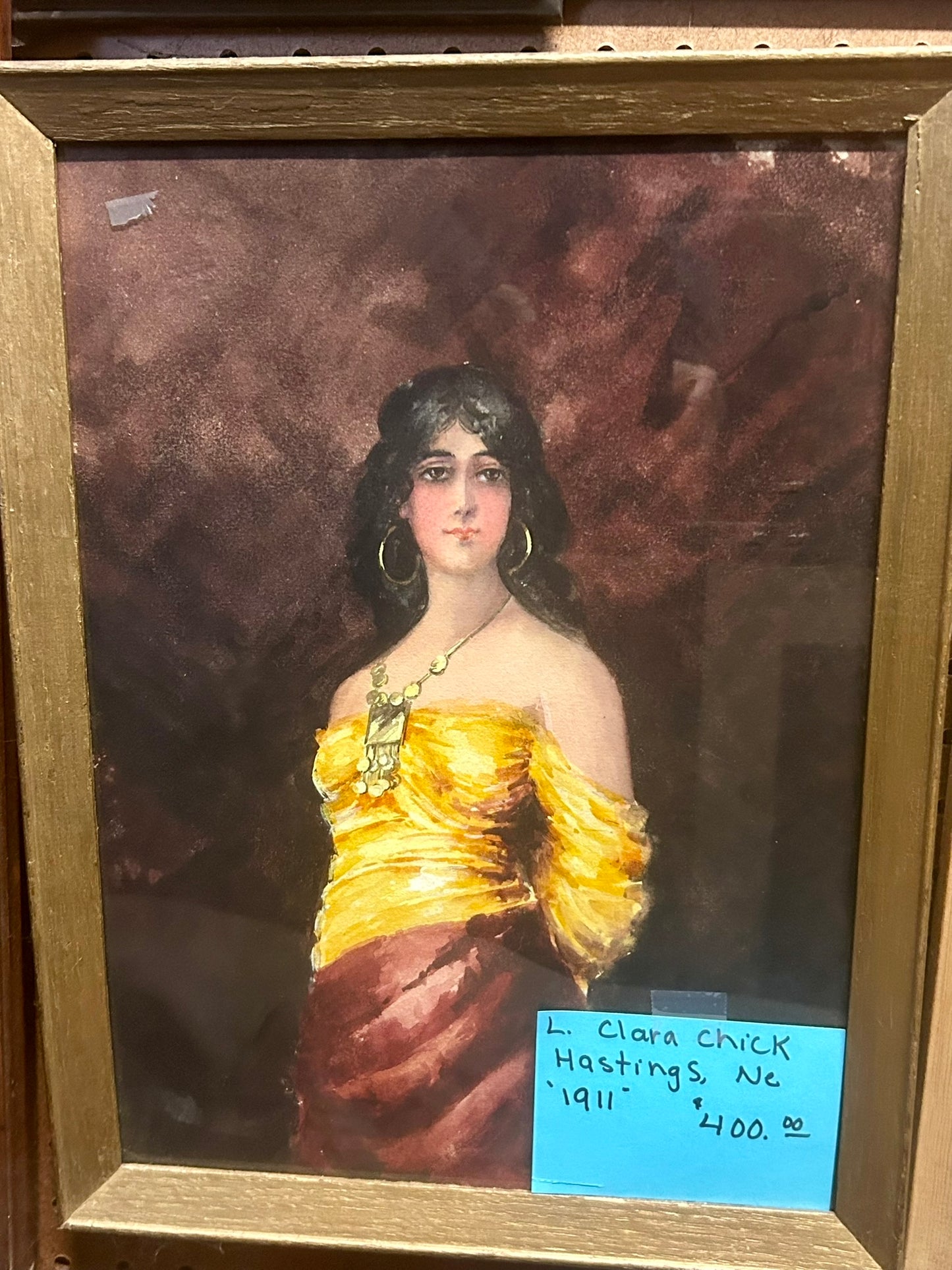 NEBRASKA ARTIST CLARA CHICK OF HASTINGS PORTRAIT OF WOMAN 1911