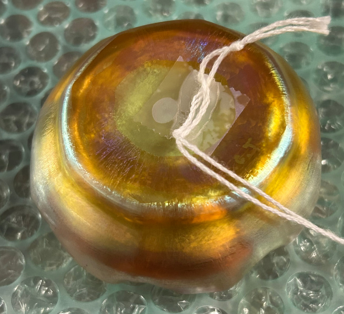 TIFFANY GLASS GOLD IRRIDESCENT SALT DISH