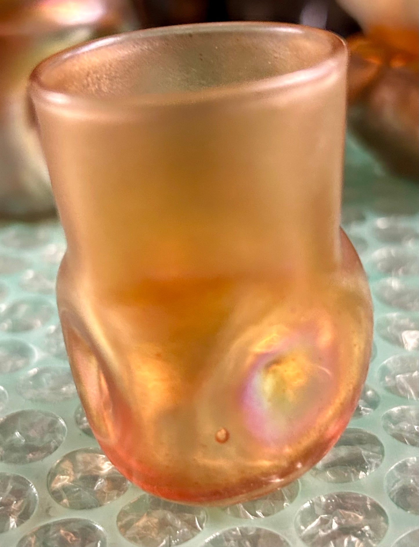 TIFFANY GLASS GOLD IRRIDESCENT TOOTHPICK HOLDER