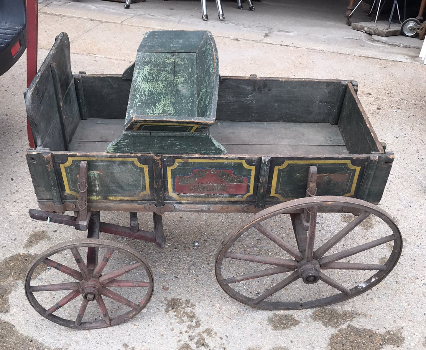 ANTIQUE CHILDS SIZE ADVERTISING BADGER FARM WAGON