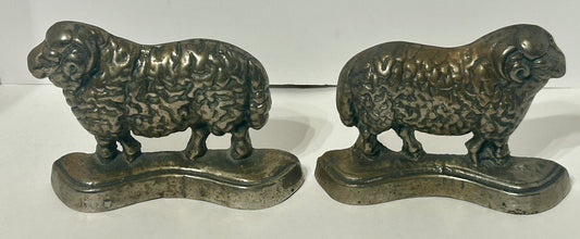 CAST IRON ANTIQUE RAM PAIR OF DOORSTOPS