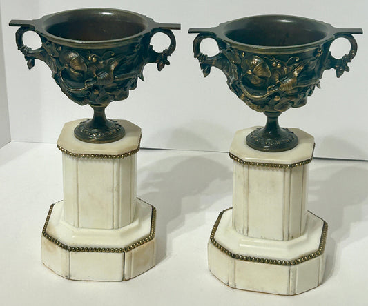MARBLE AND BRONZE ANTIQUE URNS