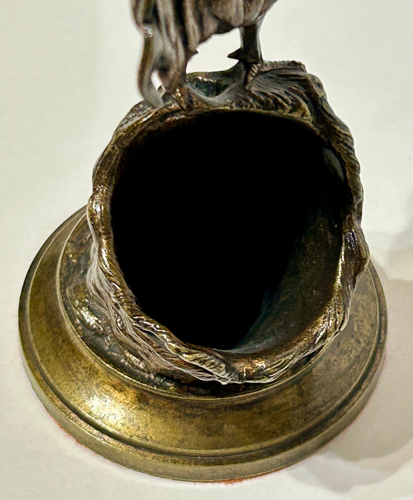 BRONZE CHICKEN ON BASKET BY A. CAIN