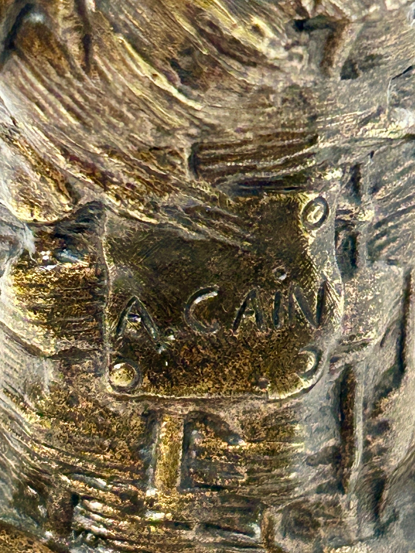 BRONZE CHICKEN ON BASKET BY A. CAIN