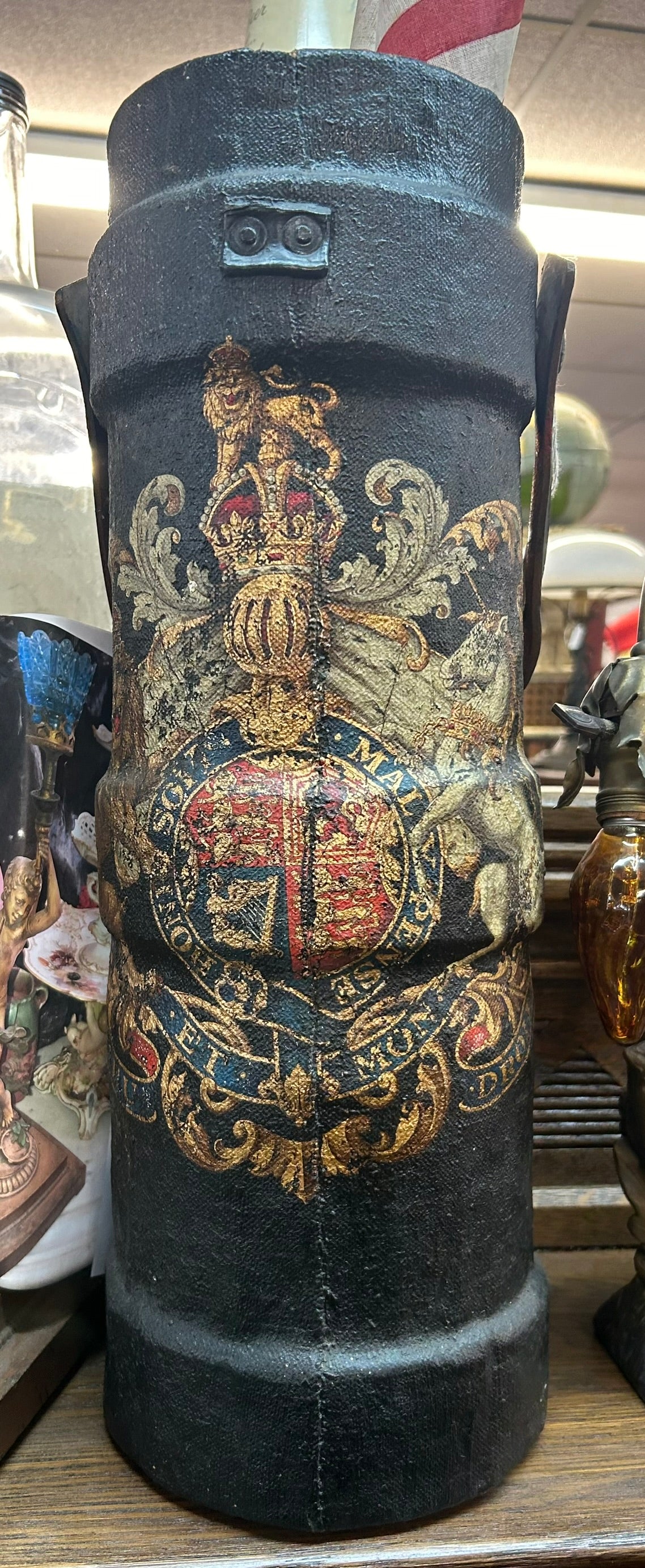 BRITISH NAVAL CANNON POWDER DECORATED CARRIER EARLY 1800'S