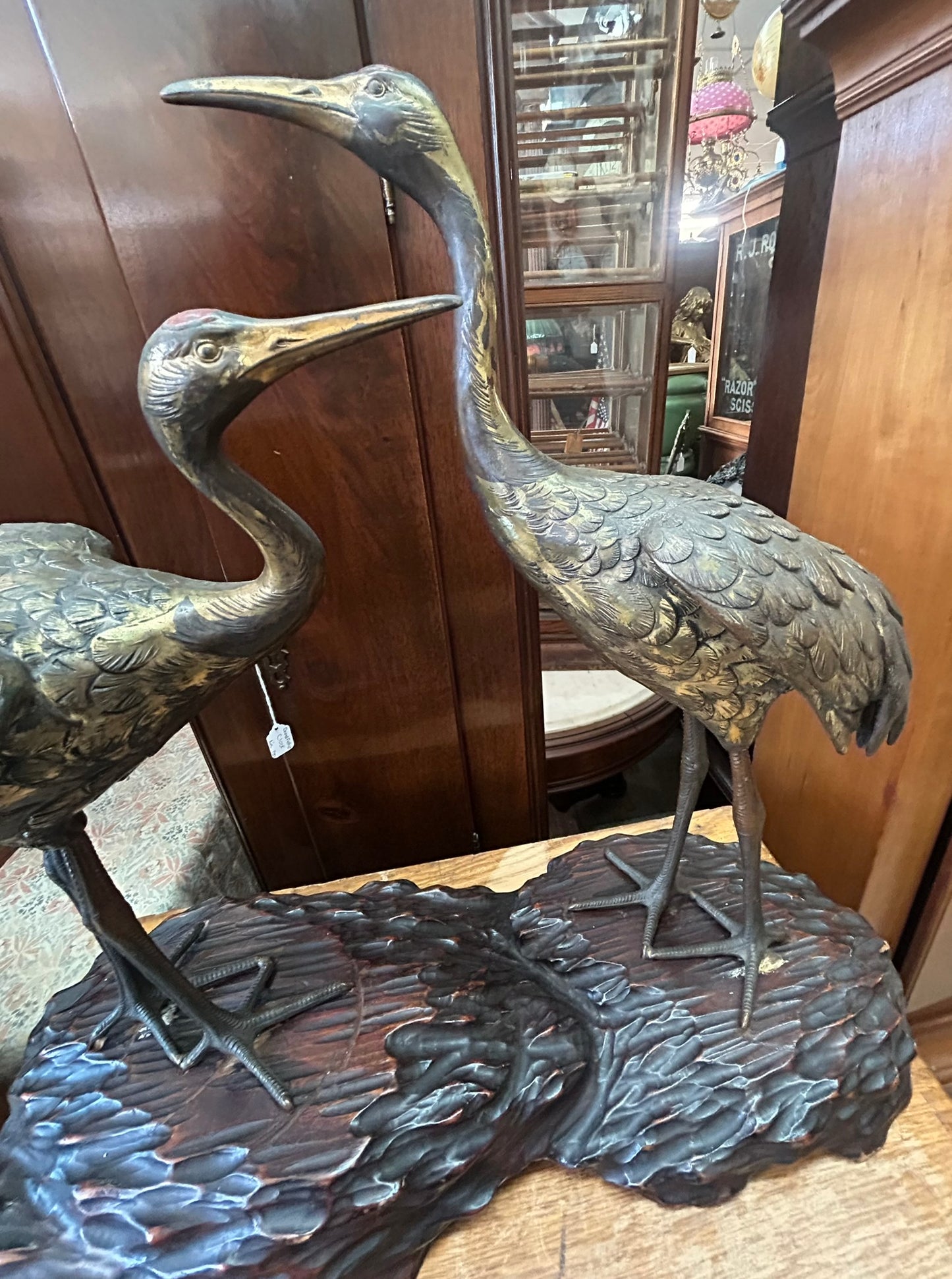 TWO CRANES SCULPTURE JAPANESE