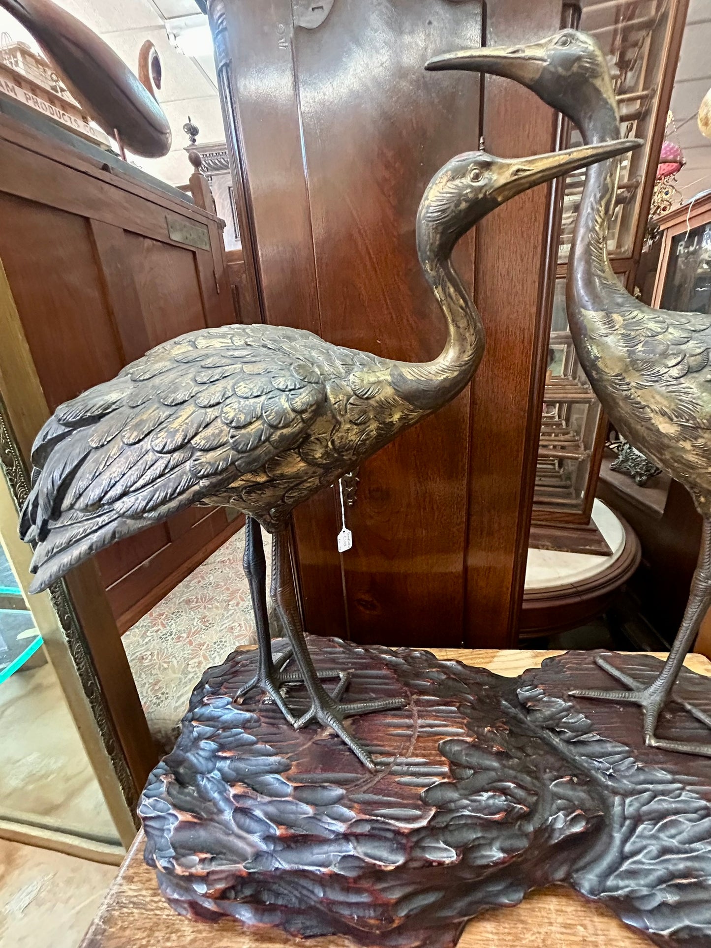 TWO CRANES SCULPTURE JAPANESE