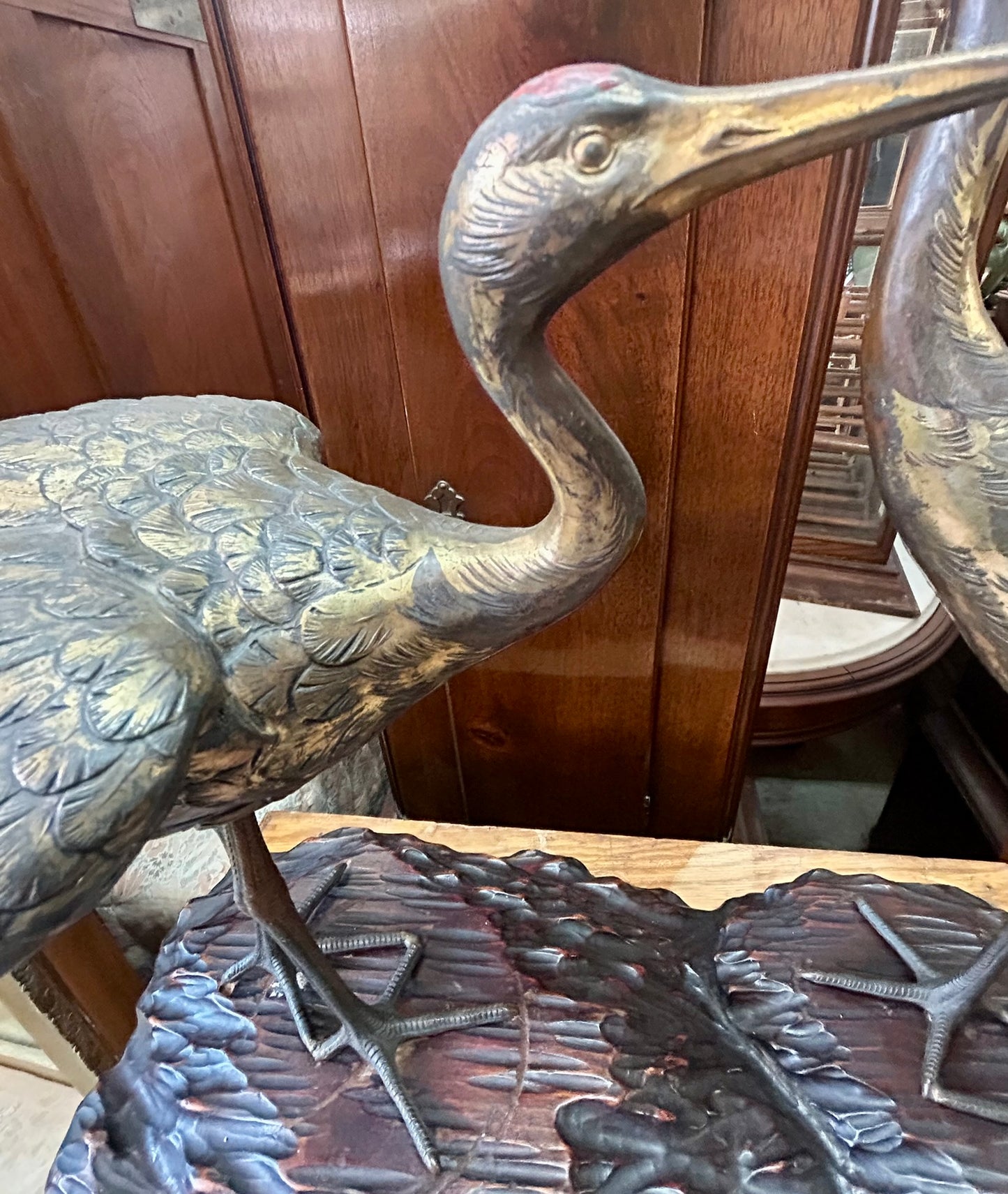 TWO CRANES SCULPTURE JAPANESE
