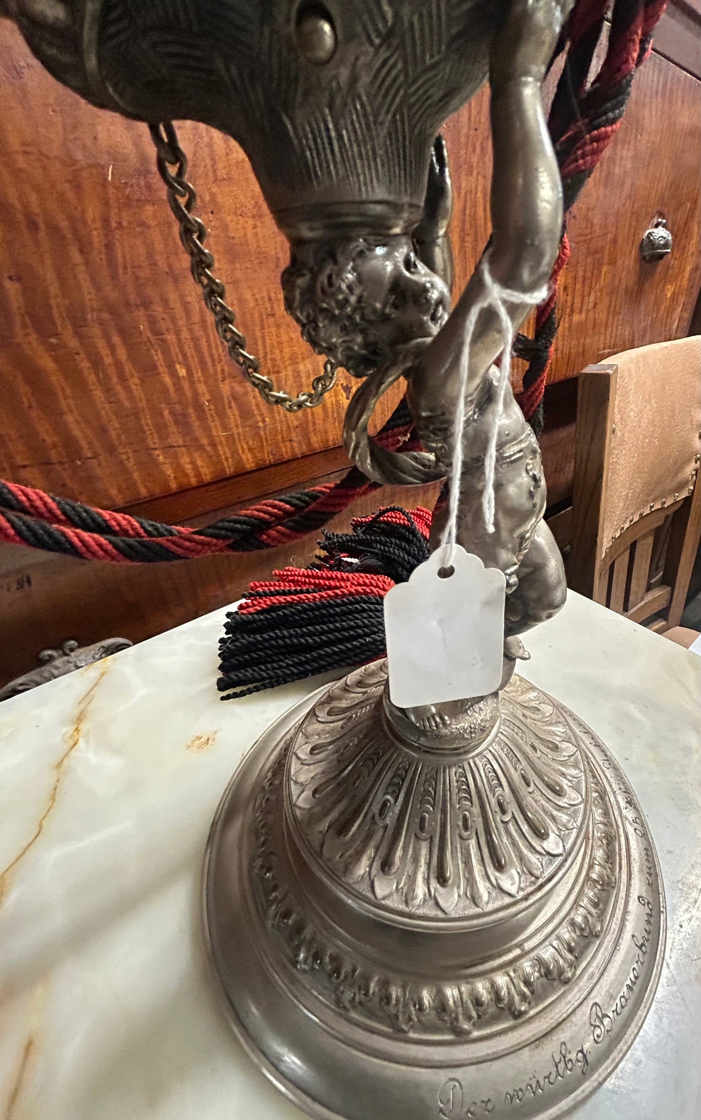 HORN FANCY MOUNTED COMMEMORATIVE  PIECE DATED 1894