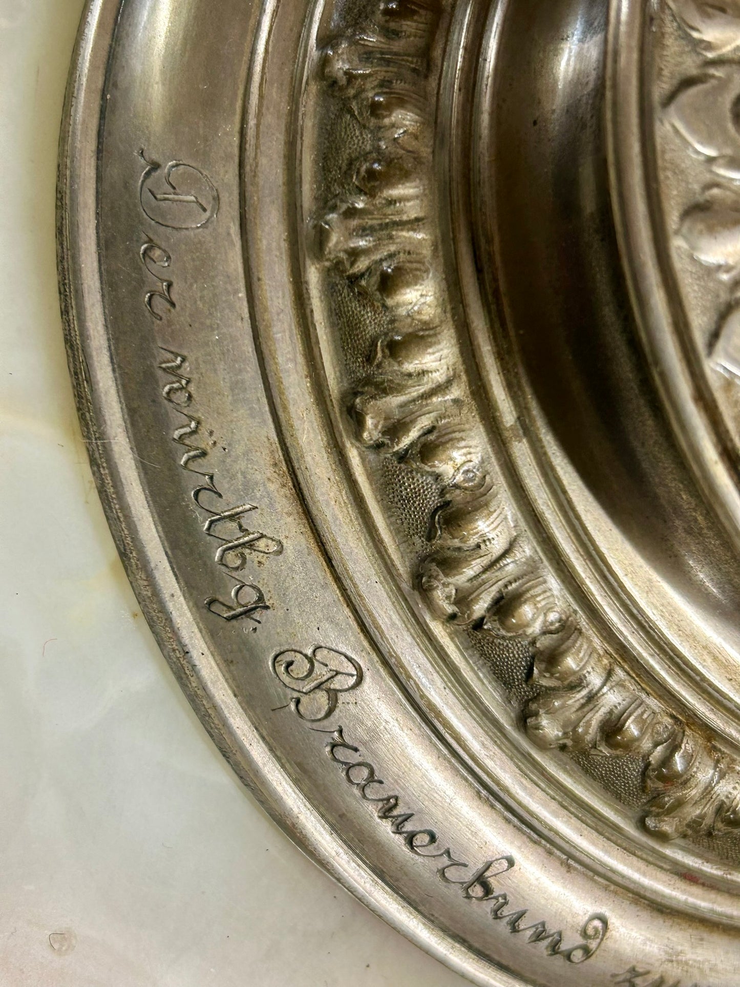 HORN FANCY MOUNTED COMMEMORATIVE  PIECE DATED 1894