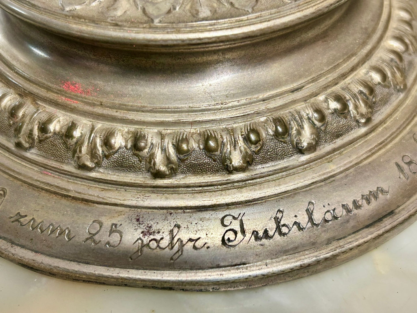 HORN FANCY MOUNTED COMMEMORATIVE  PIECE DATED 1894