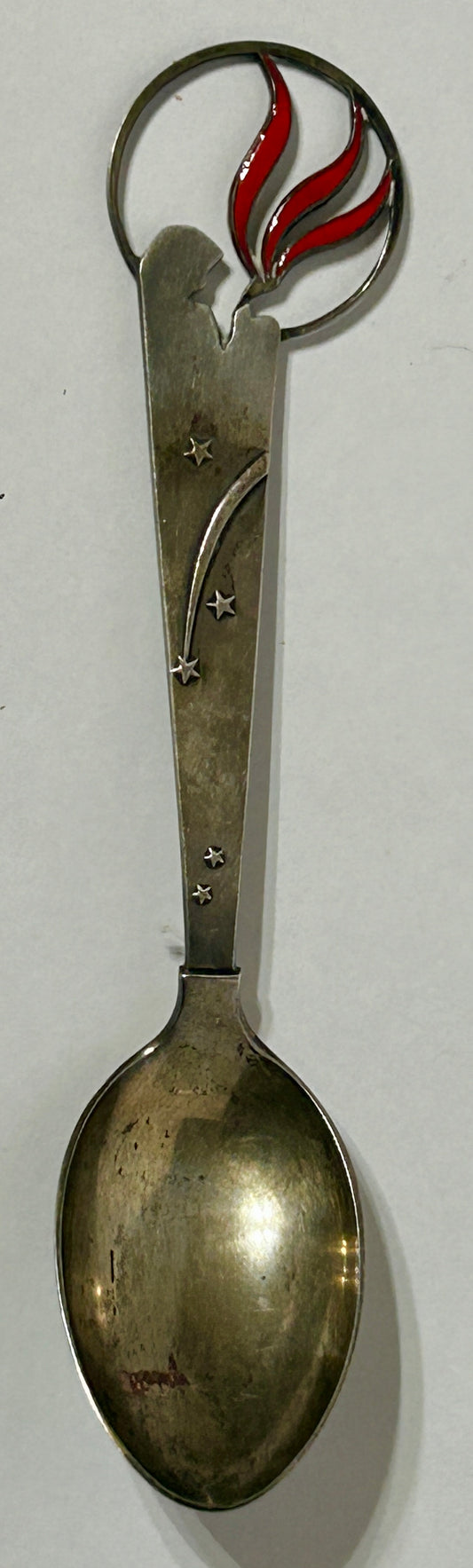 MICHELSON DANISH STERLING SILVER AND ENAMEL 1933 XMAS SPOON