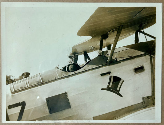 CHARLES LINDBERG SITTING IN COCKPIT OH HIS NAVY "HIGH HAT" STUNT AIRPLANE IN 1929 NEWS PHOTO