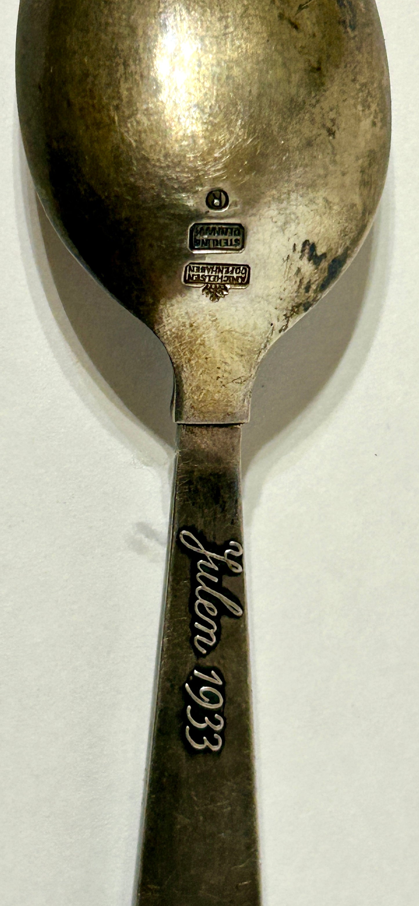 MICHELSON DANISH STERLING SILVER AND ENAMEL 1933 XMAS SPOON