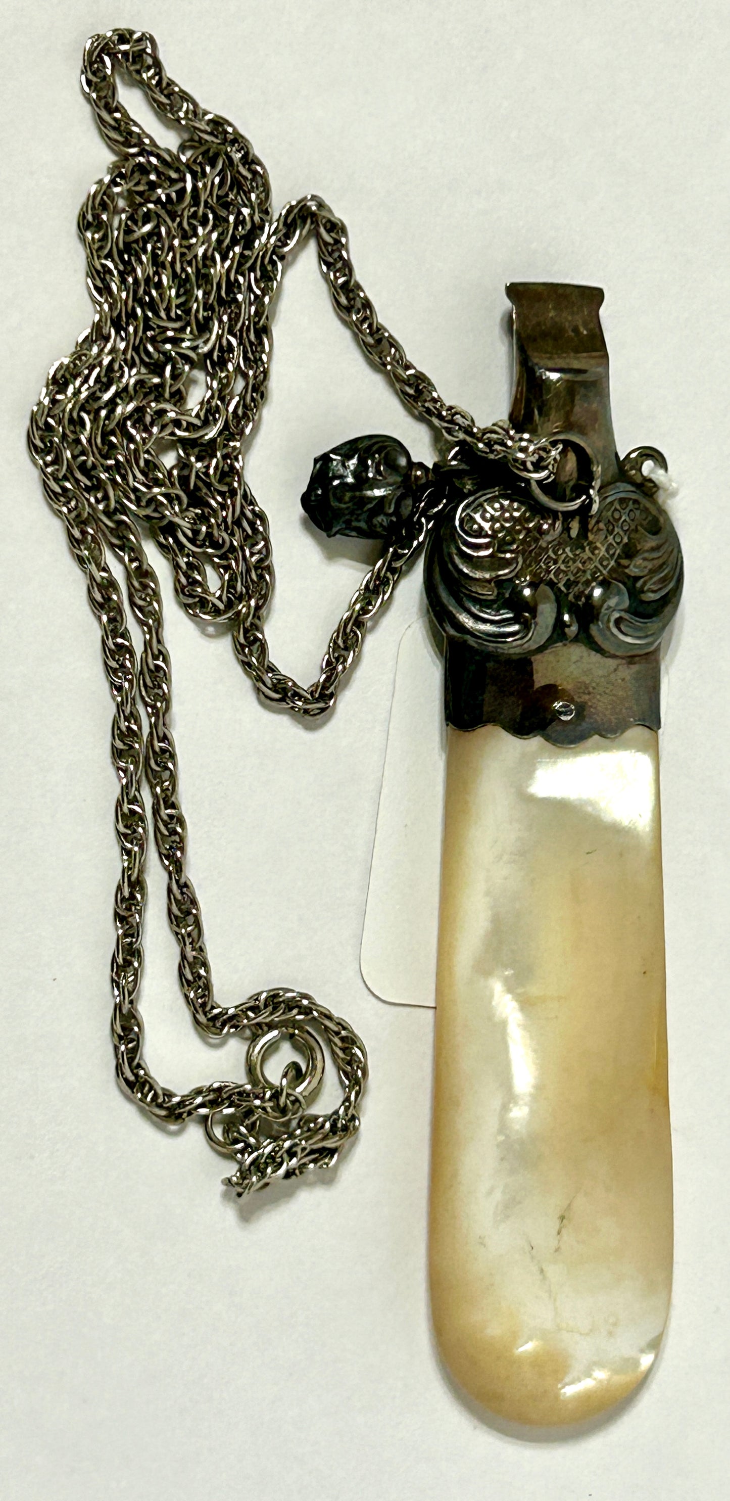 STERLING AND MOTHER OF PEARL ANTIQUE TEETHER AND WHISTLE