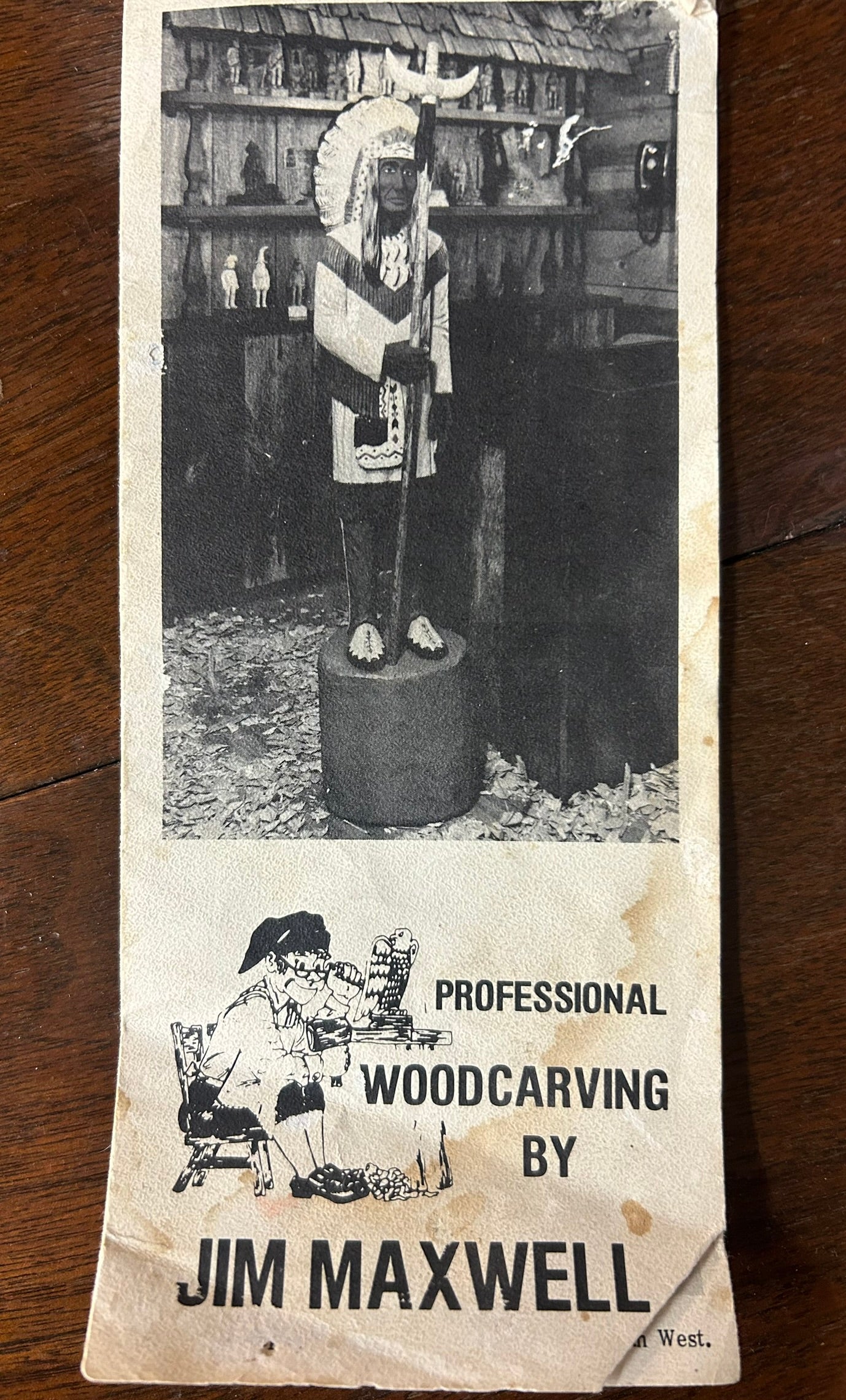 JIM MAXWELL WOOD CARVING OF OLD MINER