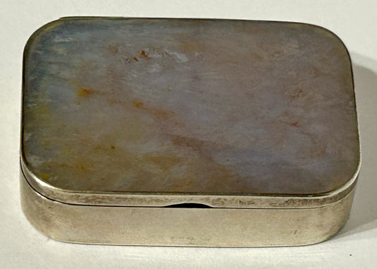 MEXICAN STERLING SILVER BOX WITH AGATE LID