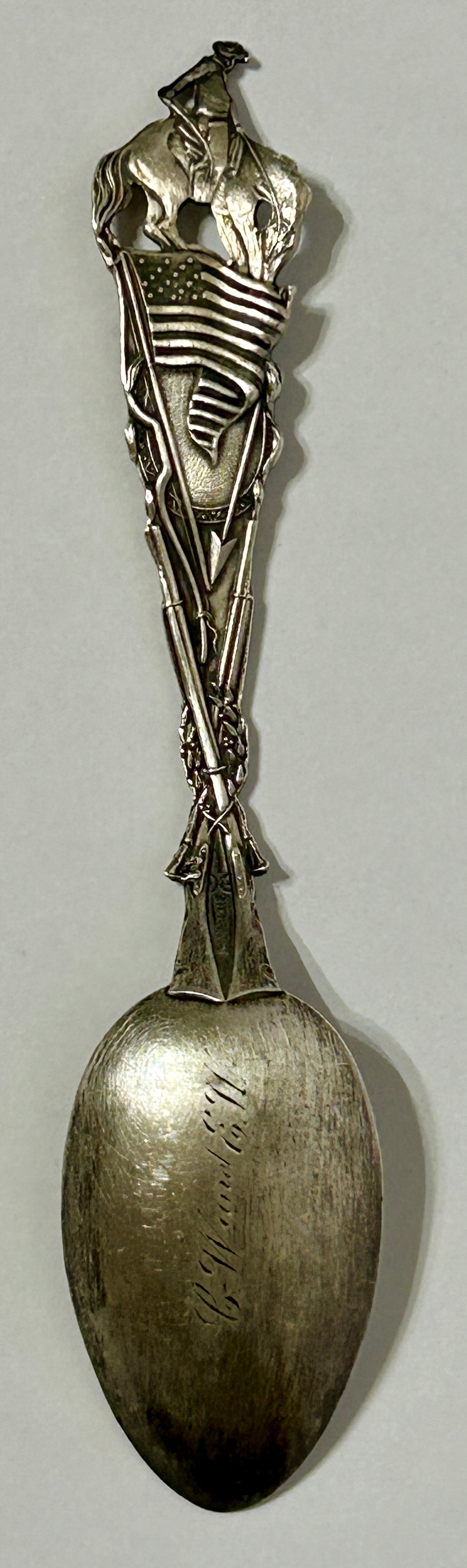 STERLING SILVER COWBOY AND NATIVE AMERICAN FIGURAL SPOON GREEN RIVER WYOMING