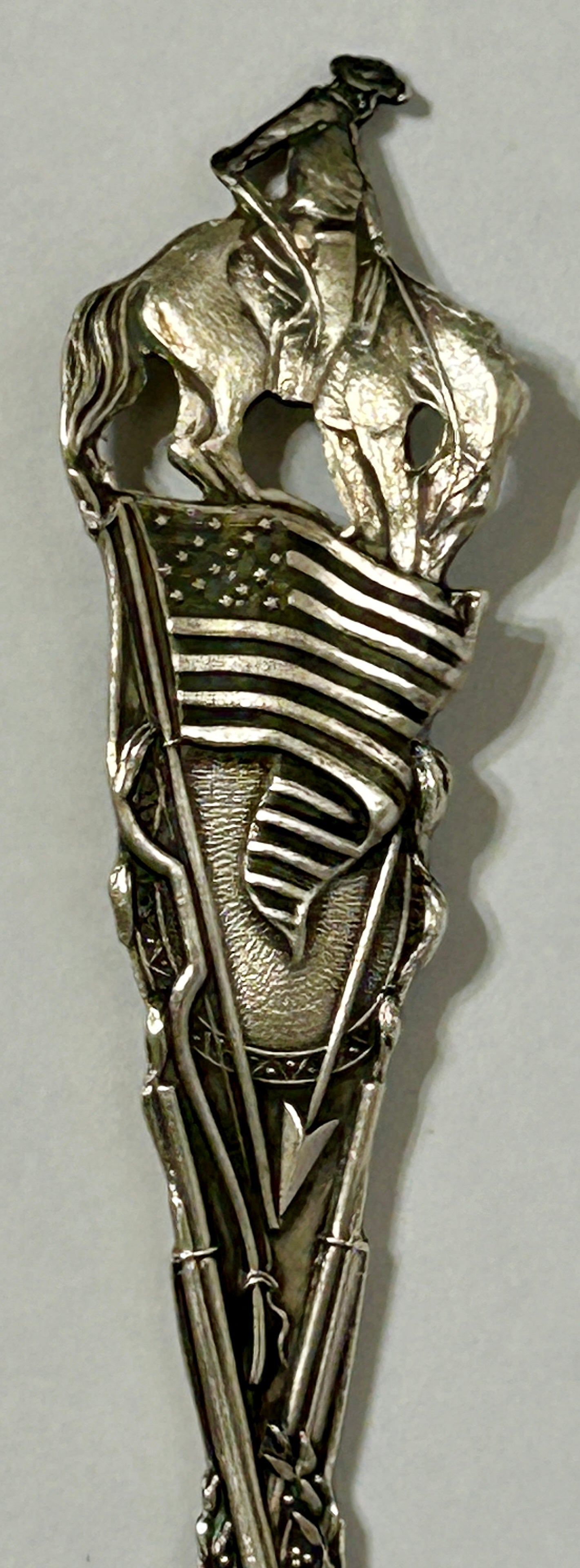 STERLING SILVER COWBOY AND NATIVE AMERICAN FIGURAL SPOON GREEN RIVER WYOMING