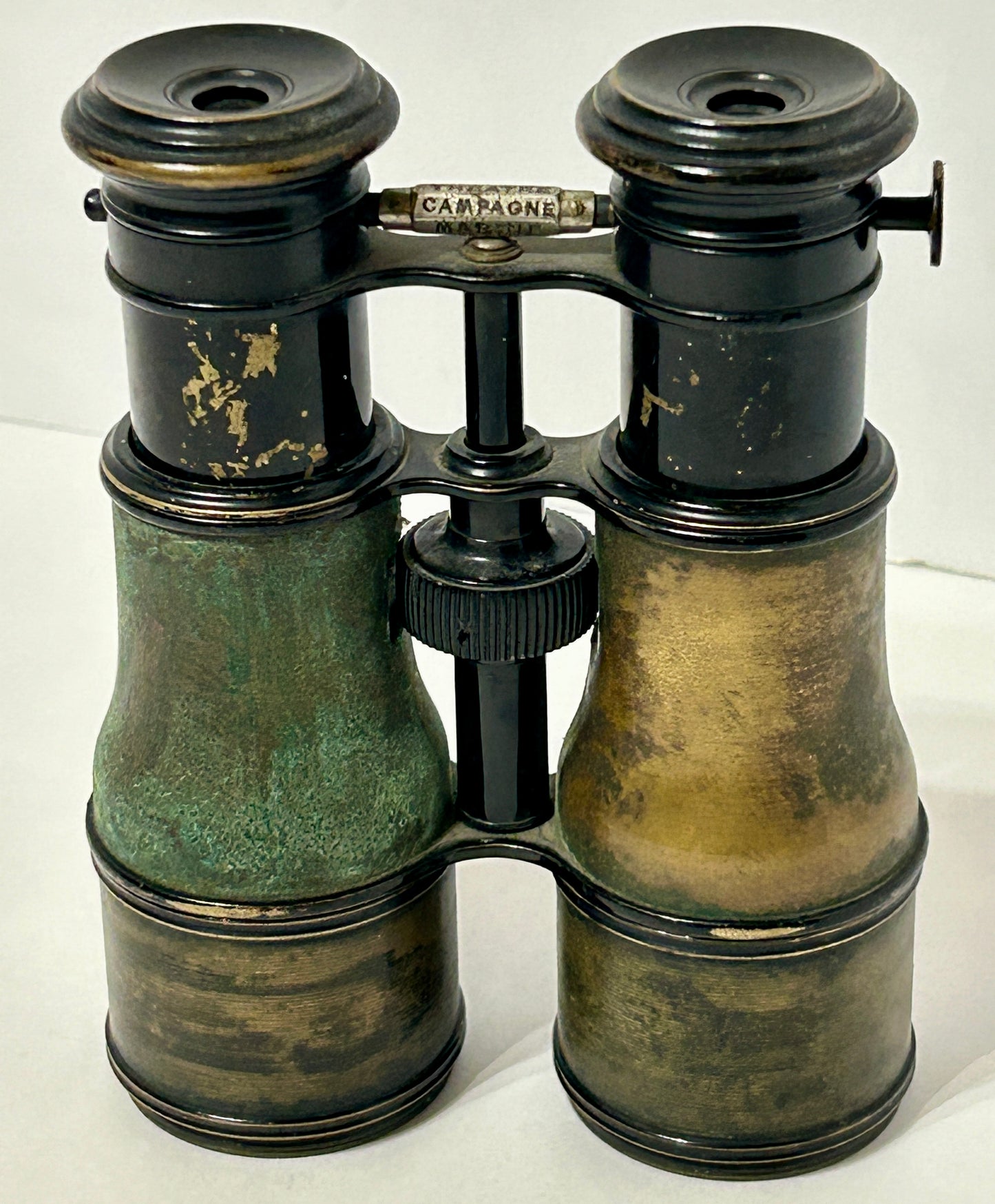 BINOCULARS ANTIQUE PAIR CAMPAIGN AND MARINE