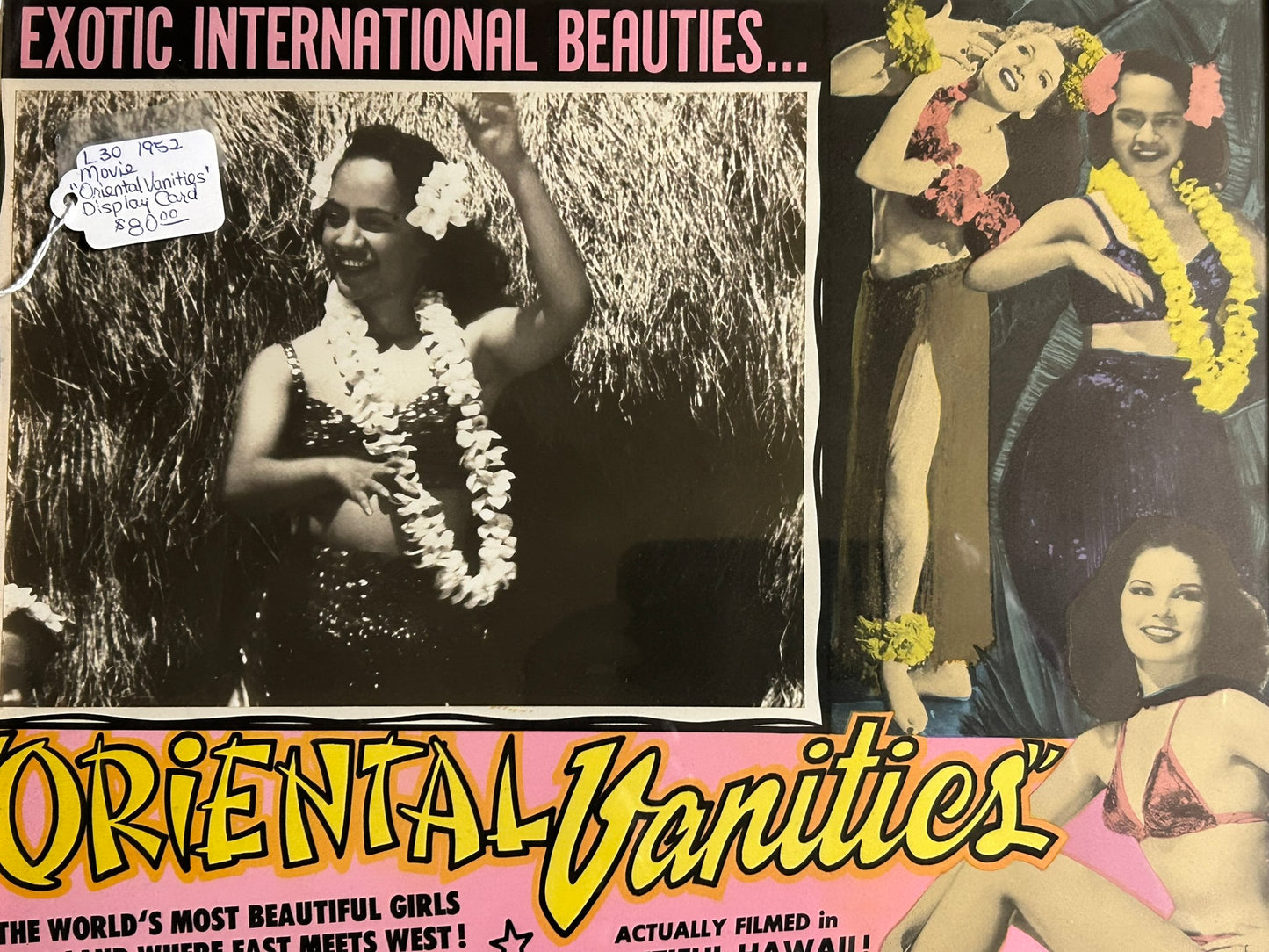 MOVIE DISPLAY CARD FOR 1952 MOVIE "ORIENTAL VANITIES" HAWAII BEAUTIFUL GIRLS