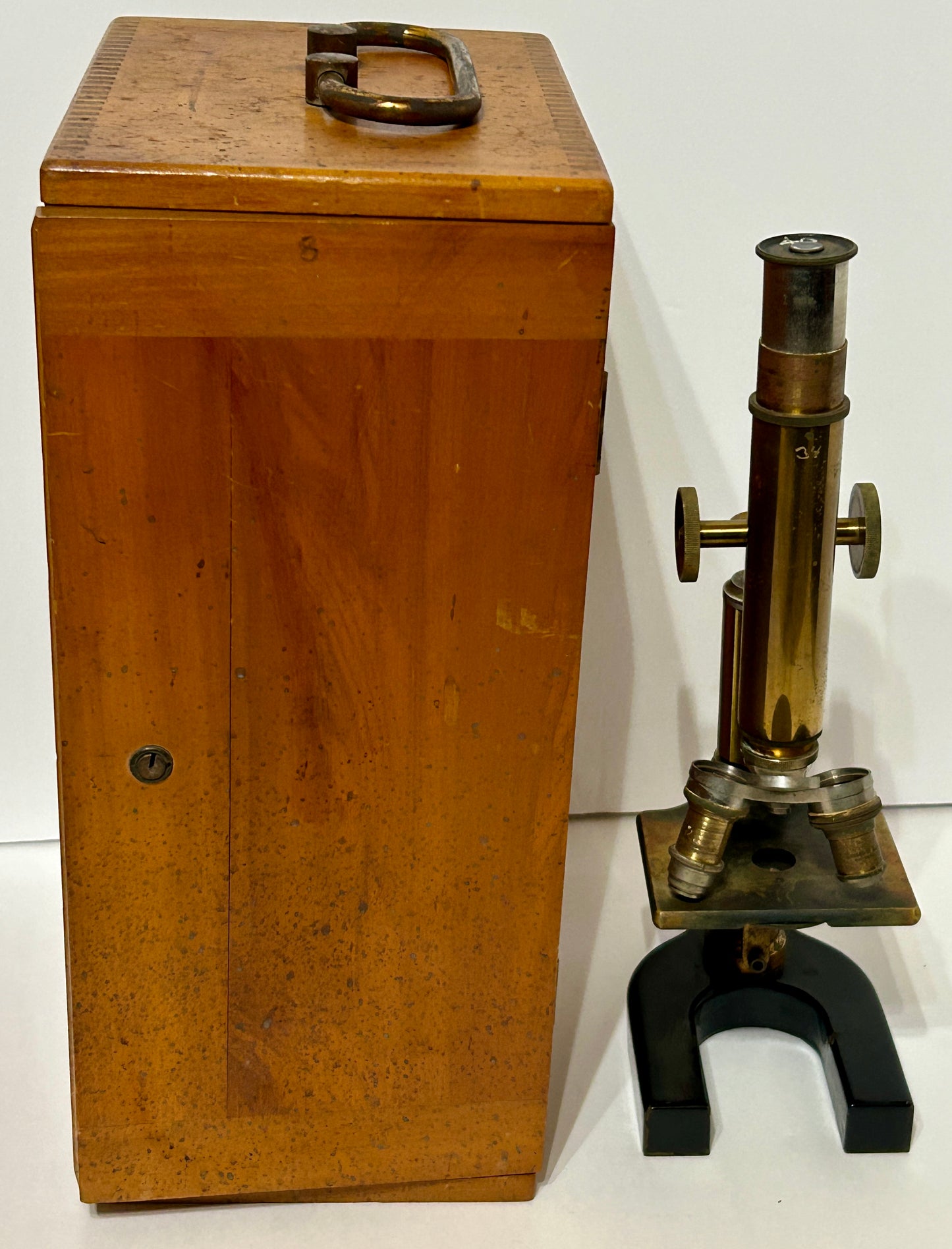 ANTIQUE BRASS MICROSCOPE BY BUSCH AND LOMB
