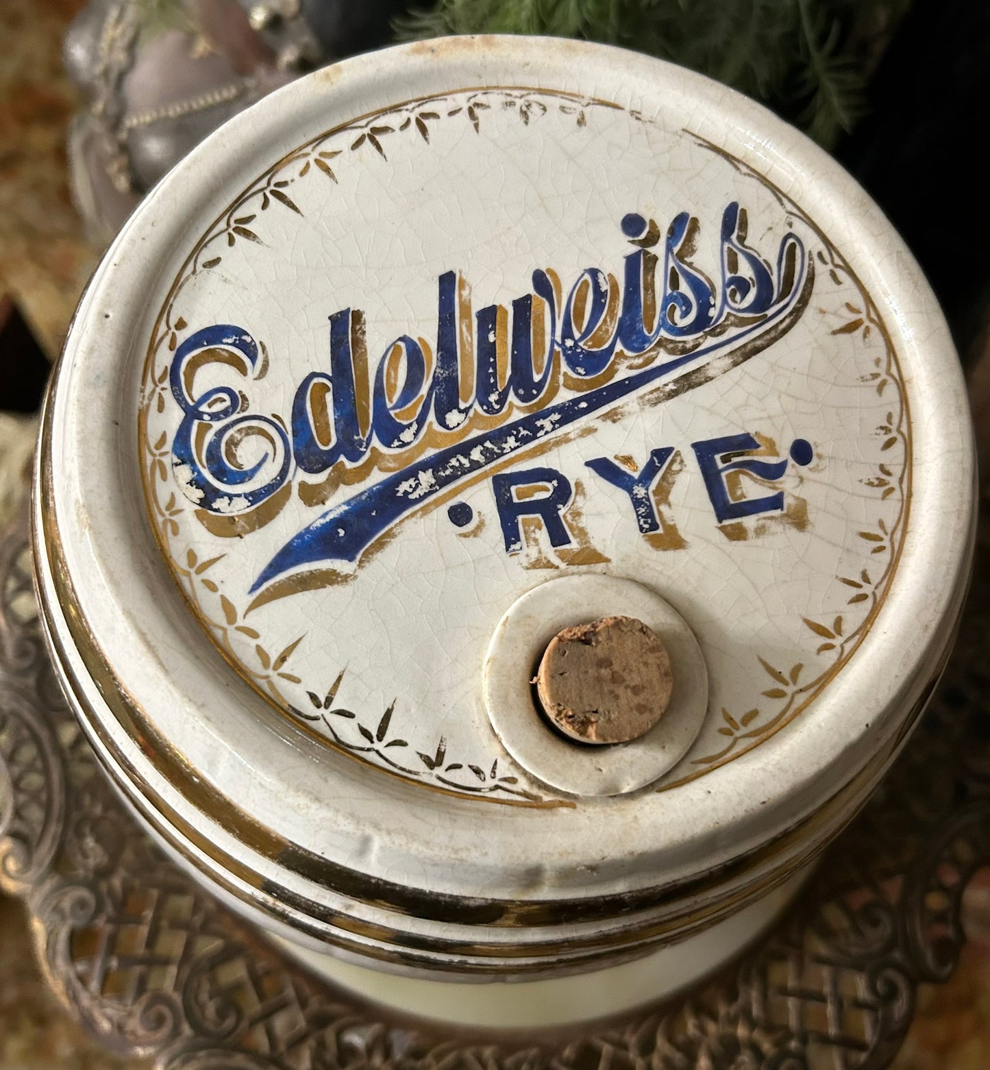 EDELWEISS RYE POTTERY ANTIQUE KEG