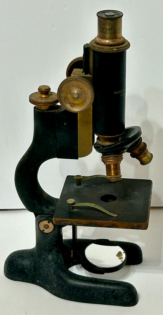 MICROSCOPE ANTIQUE BRASS AND IRON BUSH AND LOMB