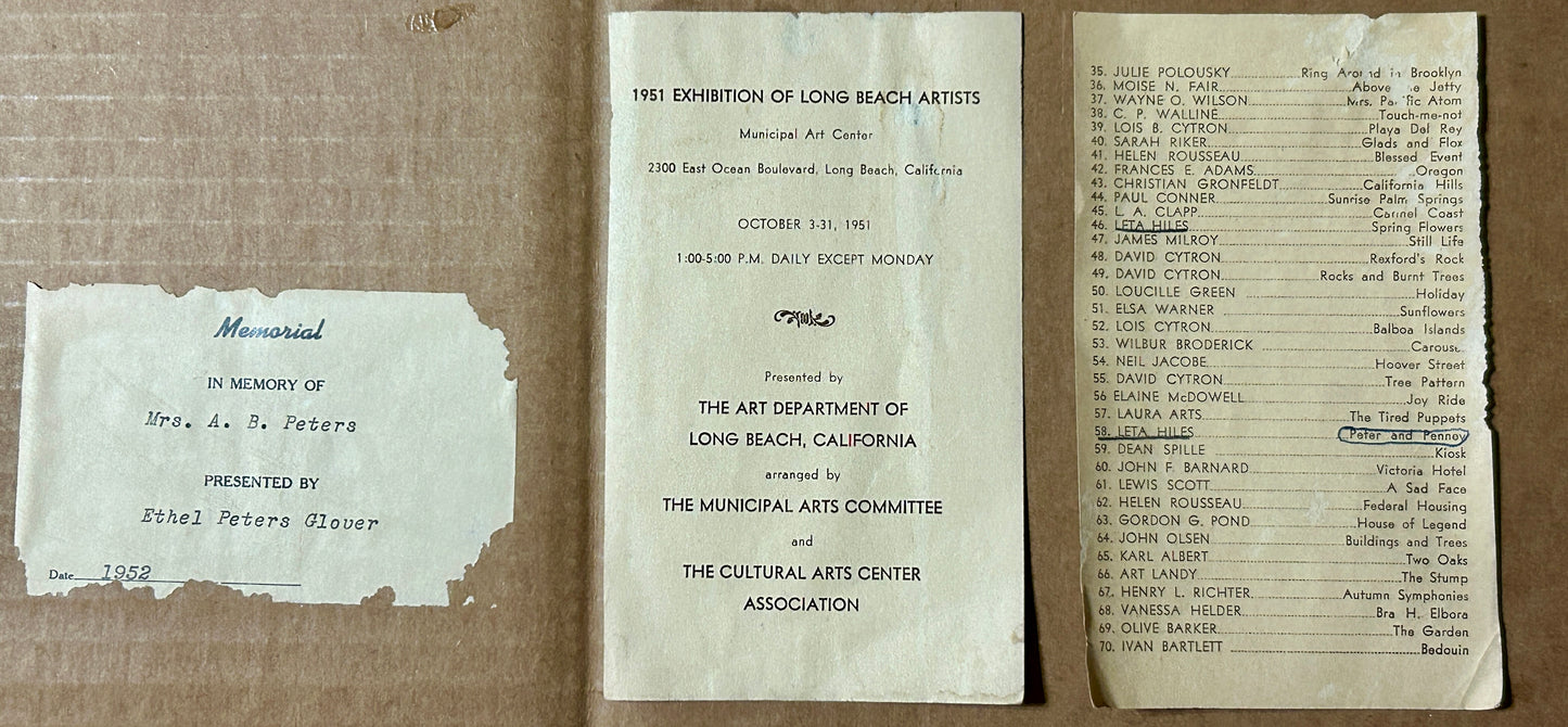 LETA HILES CALIFORNIA ARTIST LARGE WATERCOLOR OF ROOSTER AND HEN