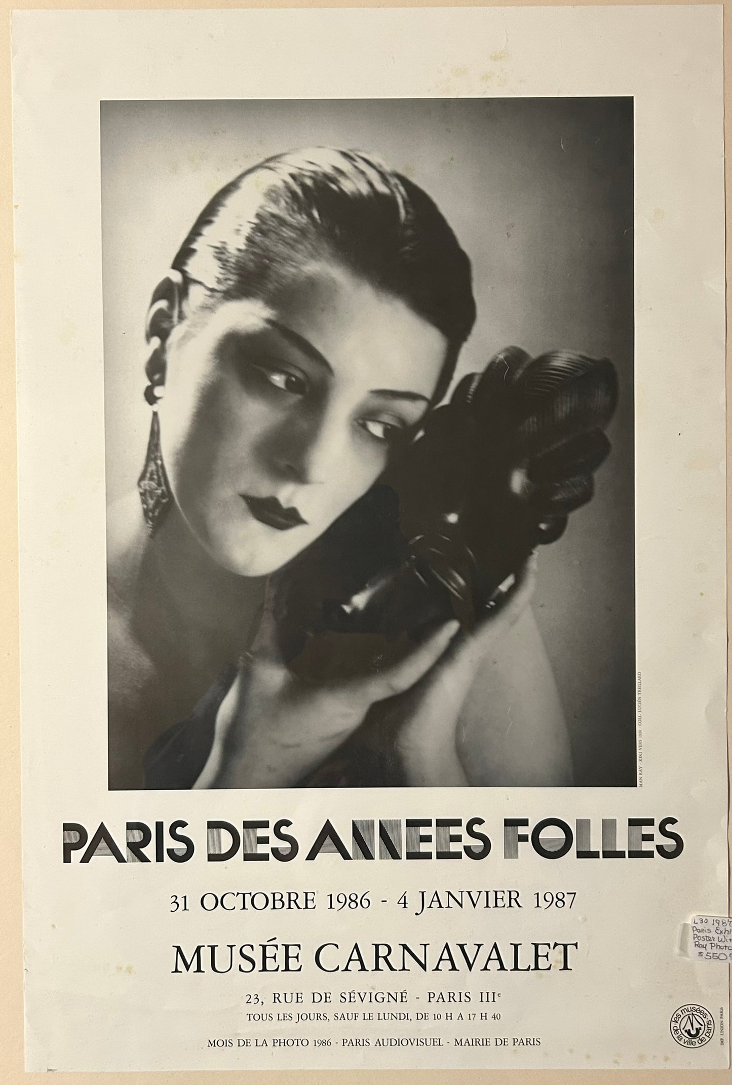 MAN RAY PHOTO ON FRENCH 1987 EXHIBIT POSTER