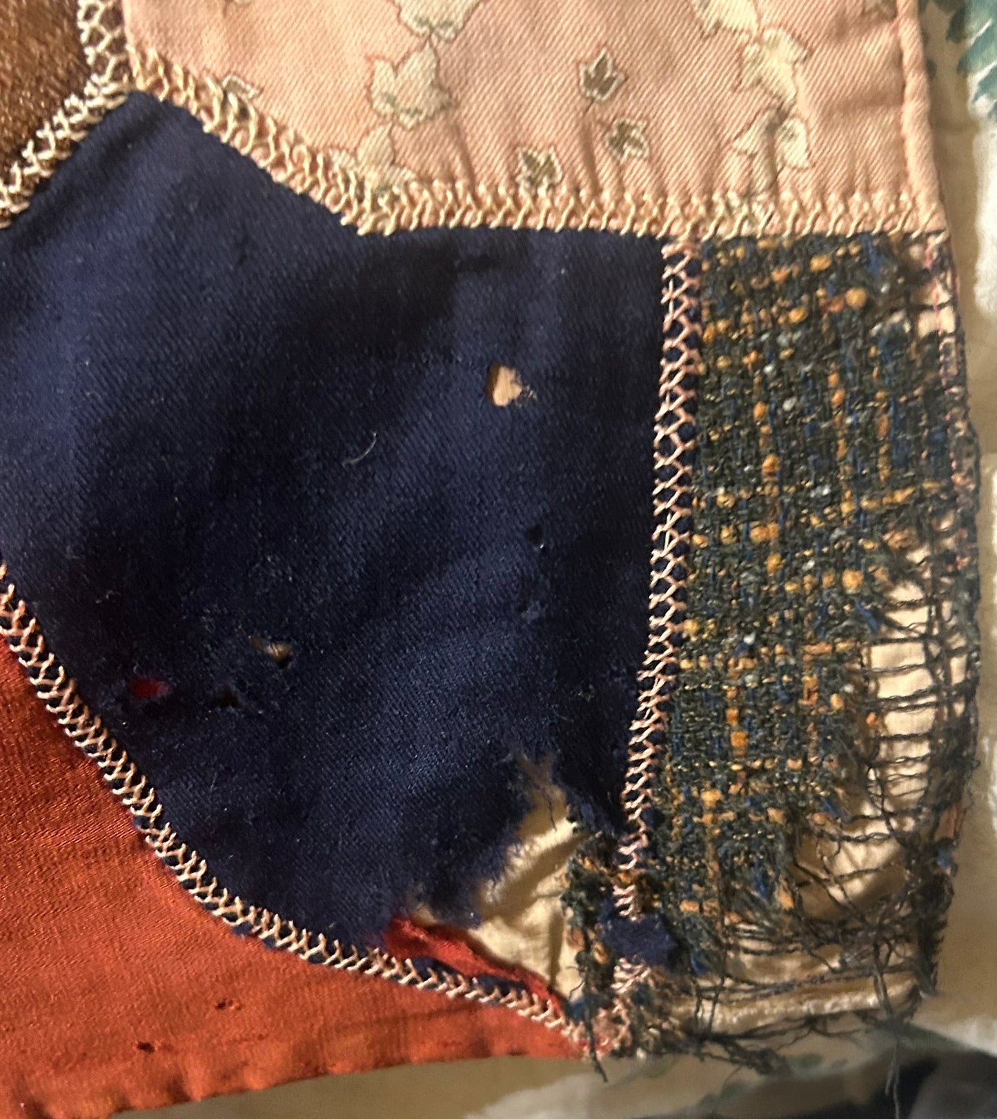 FOLK ART ANTIQUE CRAZY QUILT WITH FANTASTIC FIGURAL SQUARES