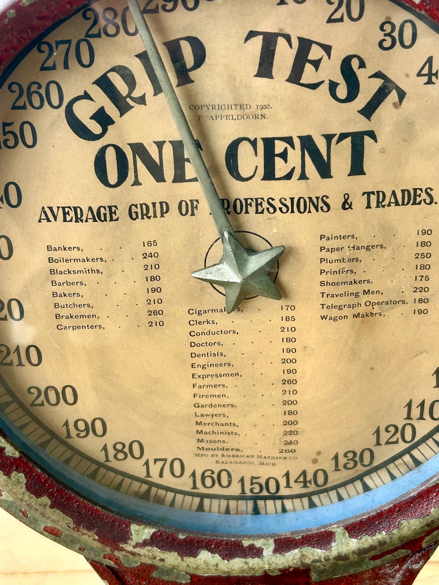 ANTIQUE COIN OPERATED  GRIP TESTER - CALL OR TEXT FOR MORE INFORMATION