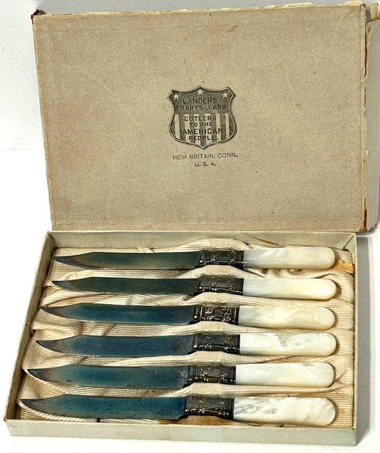 STERLING AND MOTHER OF PEARL HANDLE FRUIT KNIVES SET