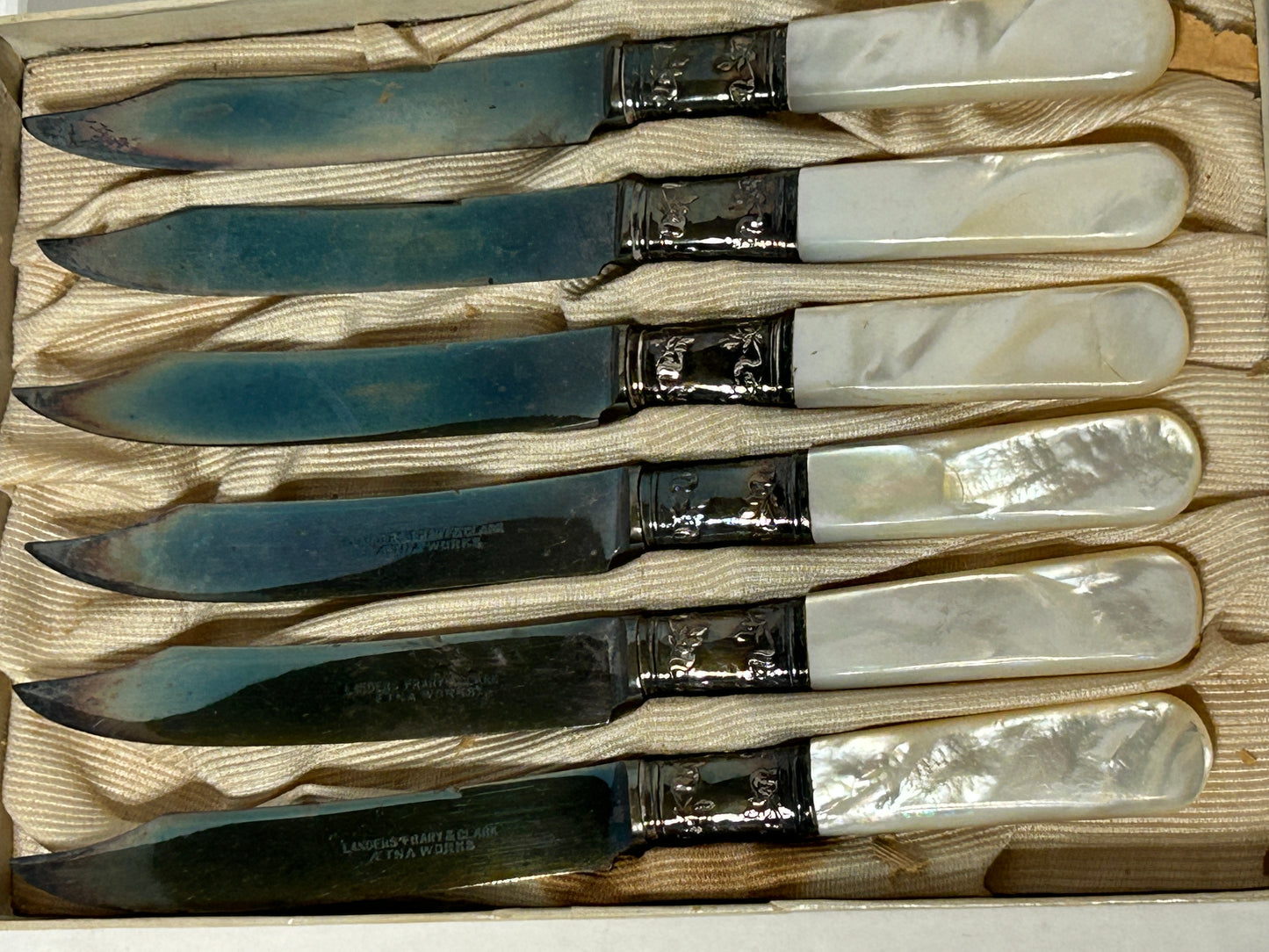 STERLING AND MOTHER OF PEARL HANDLE FRUIT KNIVES SET