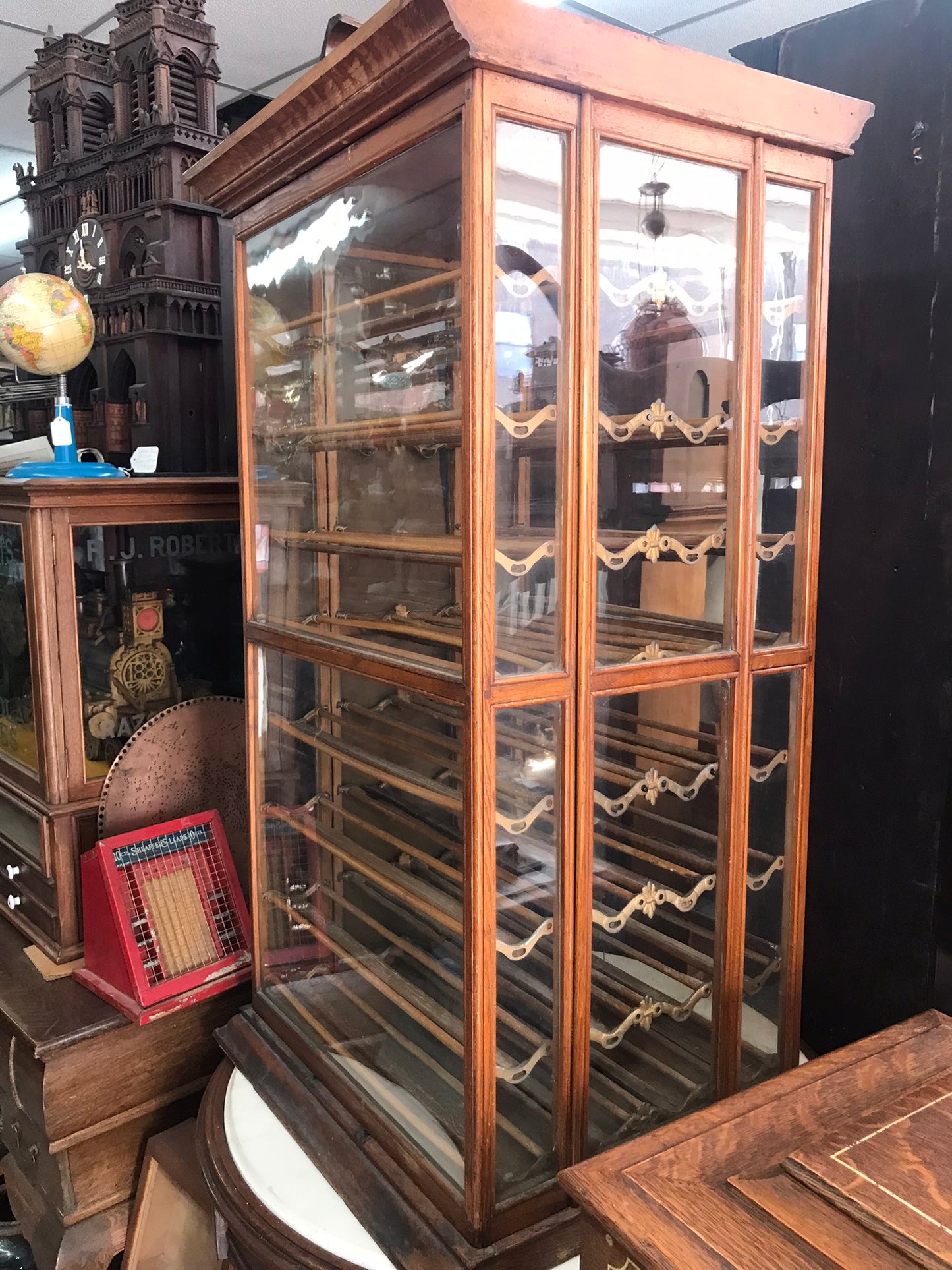 LARGE ANTIQUE STORE RIBBON CABINET