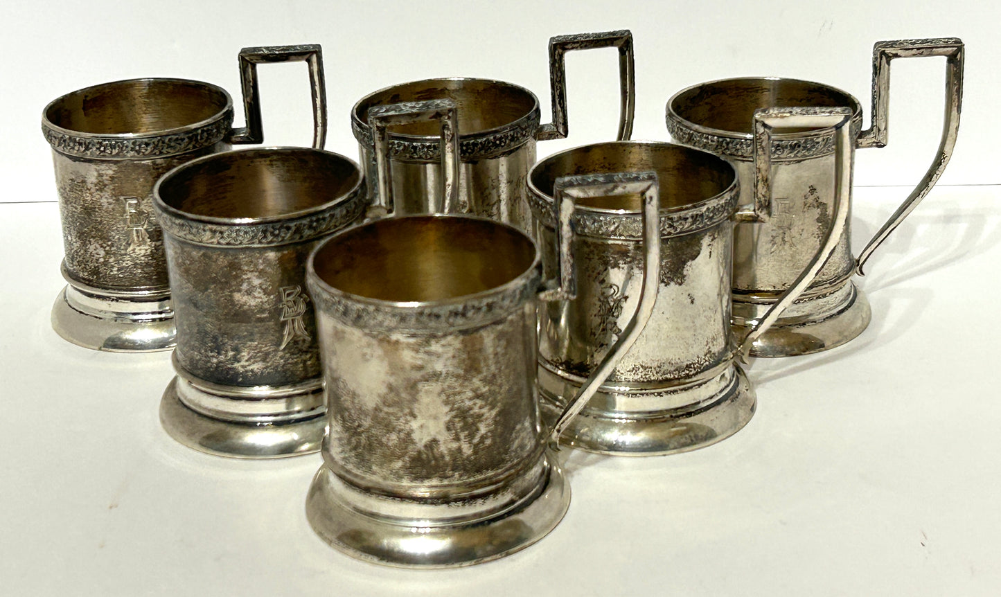 RUSSIAN SILVER ANTIQUE TEA HOLDERS