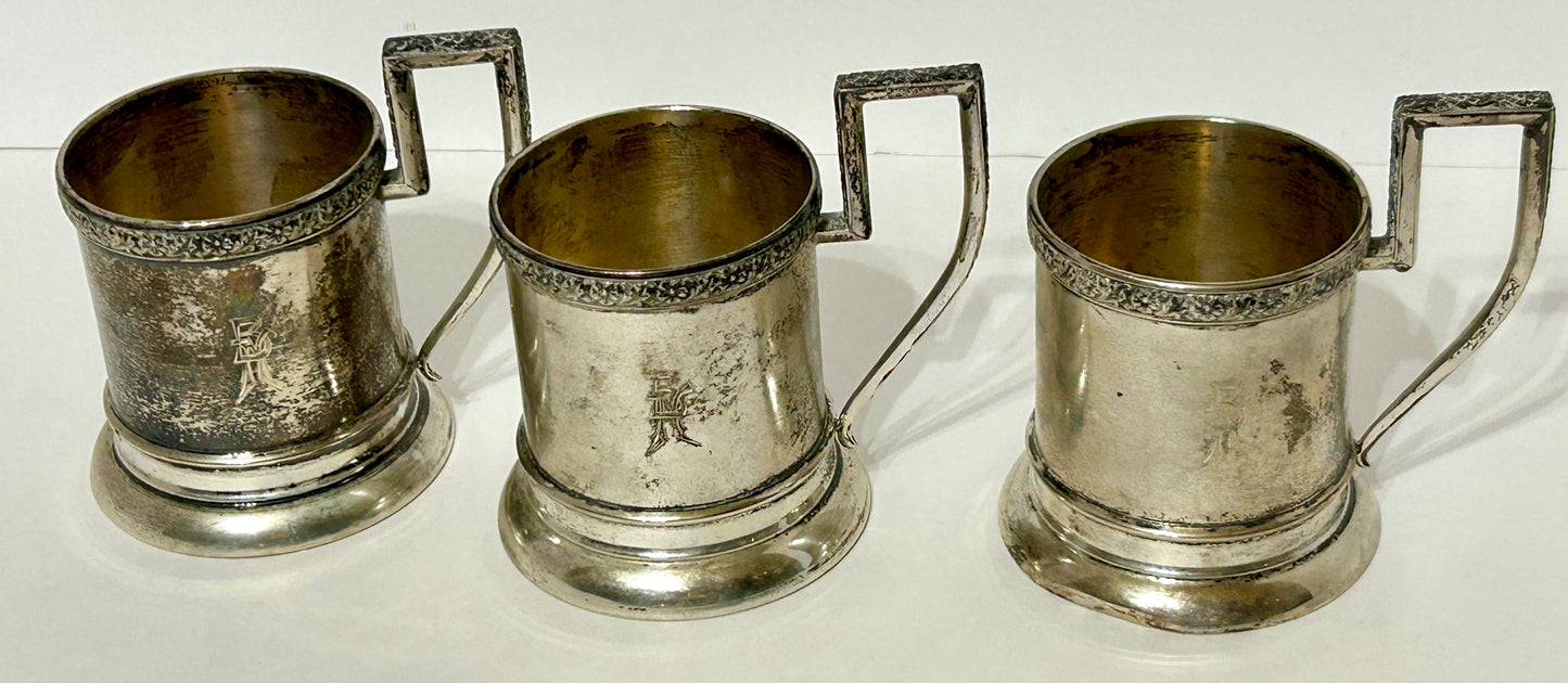 RUSSIAN SILVER ANTIQUE TEA HOLDERS